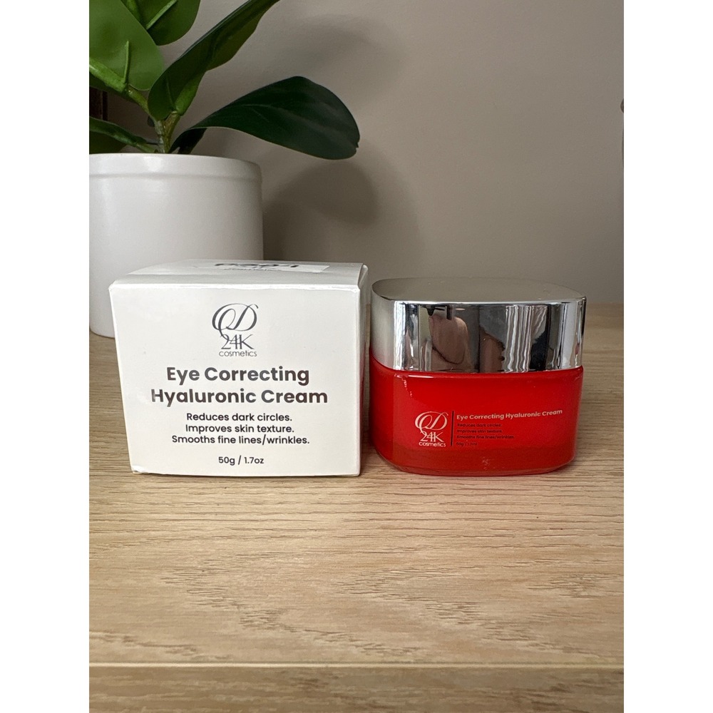D24K Cosmetics Eye Correcting Hyaluronic Cream 50g 1.7oz Gold Infused Red Jar
